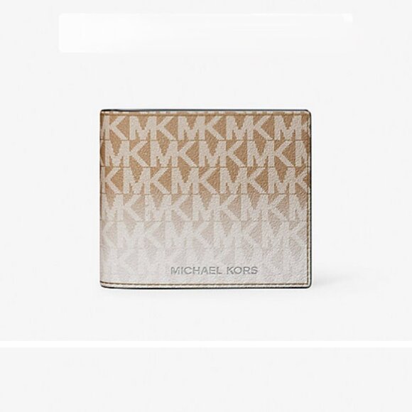 NWT Michael Kors Cooper Men Ombré Signature Logo Billfold Card ID Wallet - Husk - Picture 4 of 12